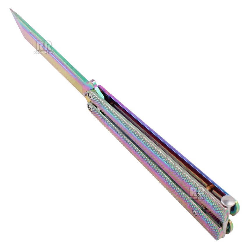 Canivete Butterfly Samurai em Aço Inox Multicolor Lâmina Afiada