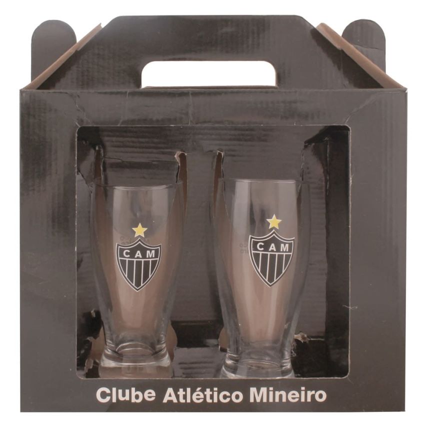 Conjunto com 2 Copos Do Atlético Mineiro de Vidro 350 ml