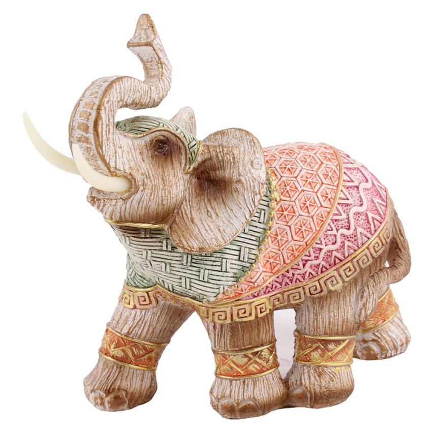 Estatueta Elefante Colorido em Resina 15 cm