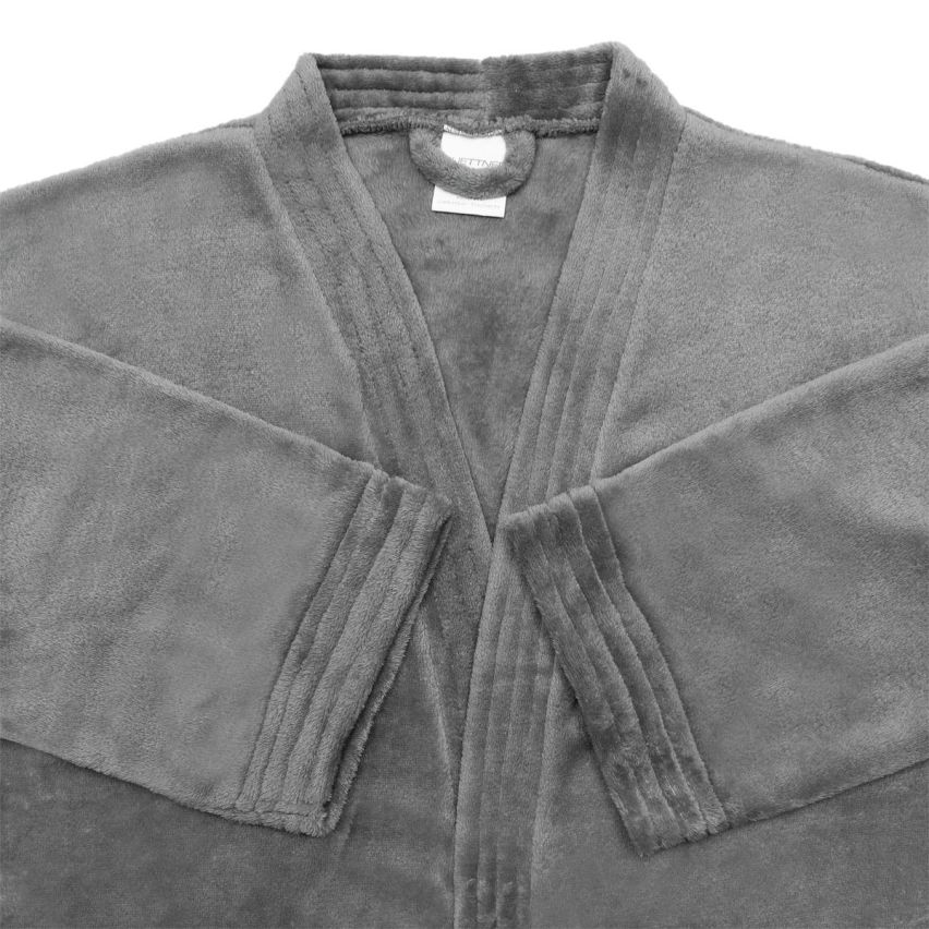 Roupão em Microfibra Flannel Kimono Cinza - Buettner